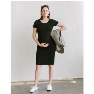 Storq Maternity Black Midi T Shirt Dress Size 4 (L/XL)
